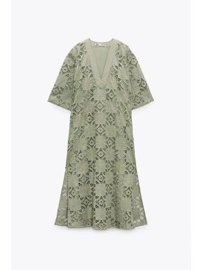Zara Sage Green Lace Maxi Dress